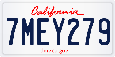 CA license plate 7MEY279