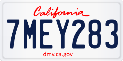 CA license plate 7MEY283