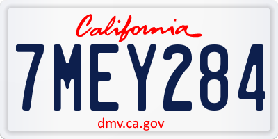 CA license plate 7MEY284