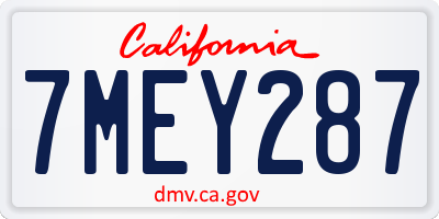 CA license plate 7MEY287