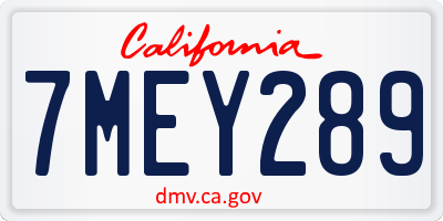 CA license plate 7MEY289