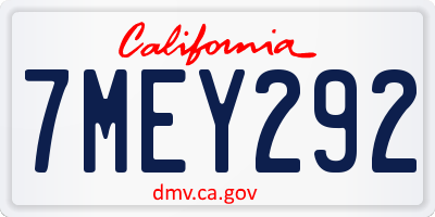 CA license plate 7MEY292