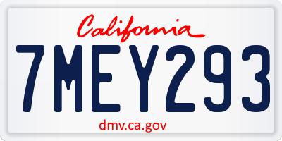 CA license plate 7MEY293