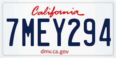 CA license plate 7MEY294