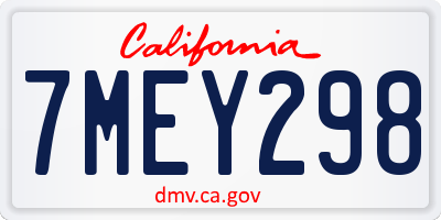 CA license plate 7MEY298