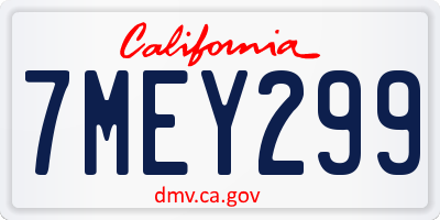 CA license plate 7MEY299