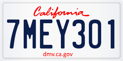 CA license plate 7MEY301
