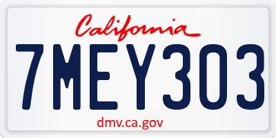 CA license plate 7MEY303