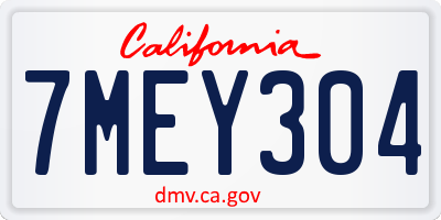 CA license plate 7MEY304