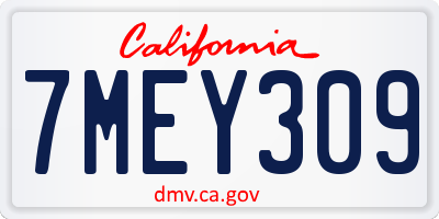 CA license plate 7MEY309