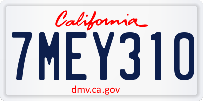 CA license plate 7MEY310