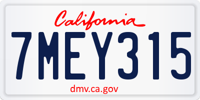 CA license plate 7MEY315