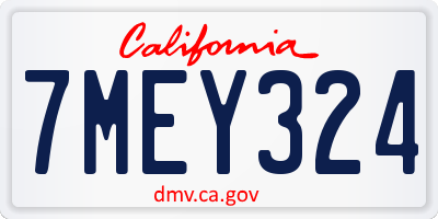 CA license plate 7MEY324