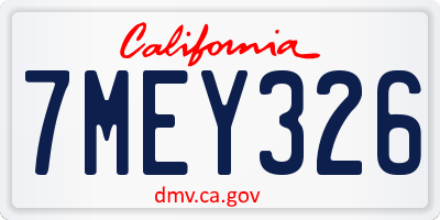 CA license plate 7MEY326