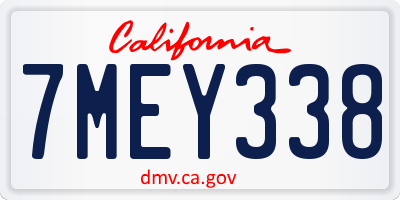 CA license plate 7MEY338