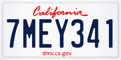 CA license plate 7MEY341