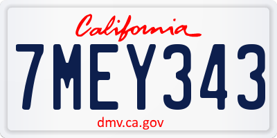 CA license plate 7MEY343