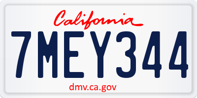 CA license plate 7MEY344