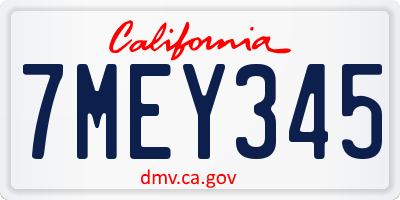 CA license plate 7MEY345