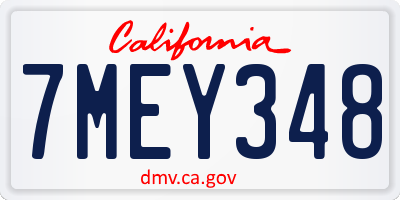 CA license plate 7MEY348