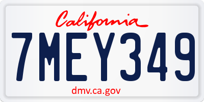 CA license plate 7MEY349