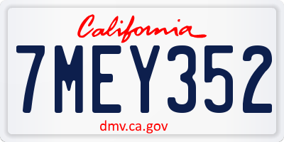 CA license plate 7MEY352