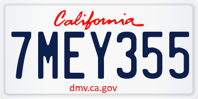 CA license plate 7MEY355