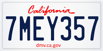 CA license plate 7MEY357