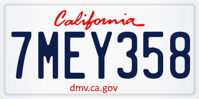 CA license plate 7MEY358