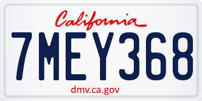 CA license plate 7MEY368