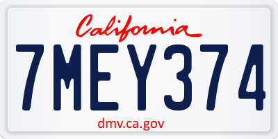 CA license plate 7MEY374