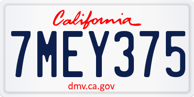 CA license plate 7MEY375