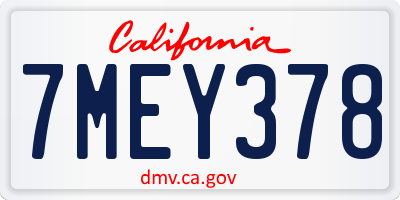 CA license plate 7MEY378