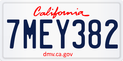 CA license plate 7MEY382