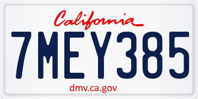 CA license plate 7MEY385