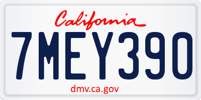 CA license plate 7MEY390