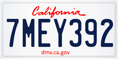 CA license plate 7MEY392