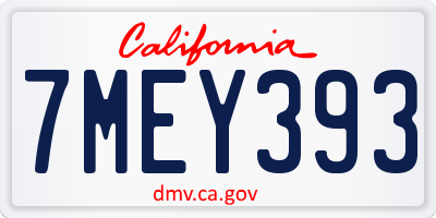 CA license plate 7MEY393