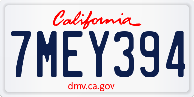 CA license plate 7MEY394