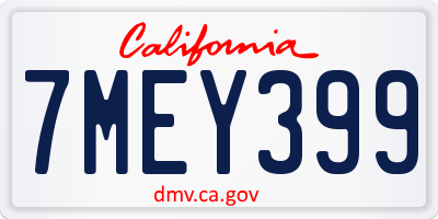 CA license plate 7MEY399