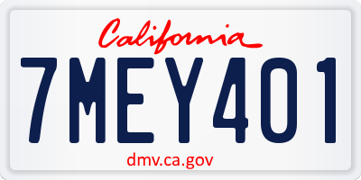 CA license plate 7MEY401