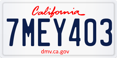 CA license plate 7MEY403