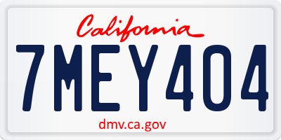 CA license plate 7MEY404