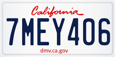 CA license plate 7MEY406