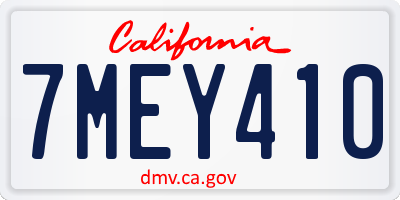 CA license plate 7MEY410