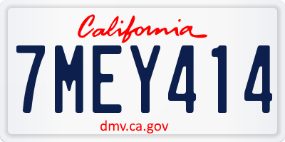 CA license plate 7MEY414