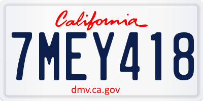 CA license plate 7MEY418