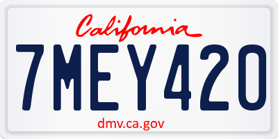 CA license plate 7MEY420