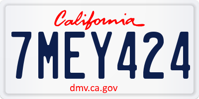 CA license plate 7MEY424