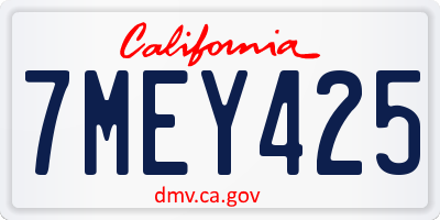 CA license plate 7MEY425